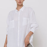 BOYFRIEND oversize linen shirt natural linen - MOO Linen Shop