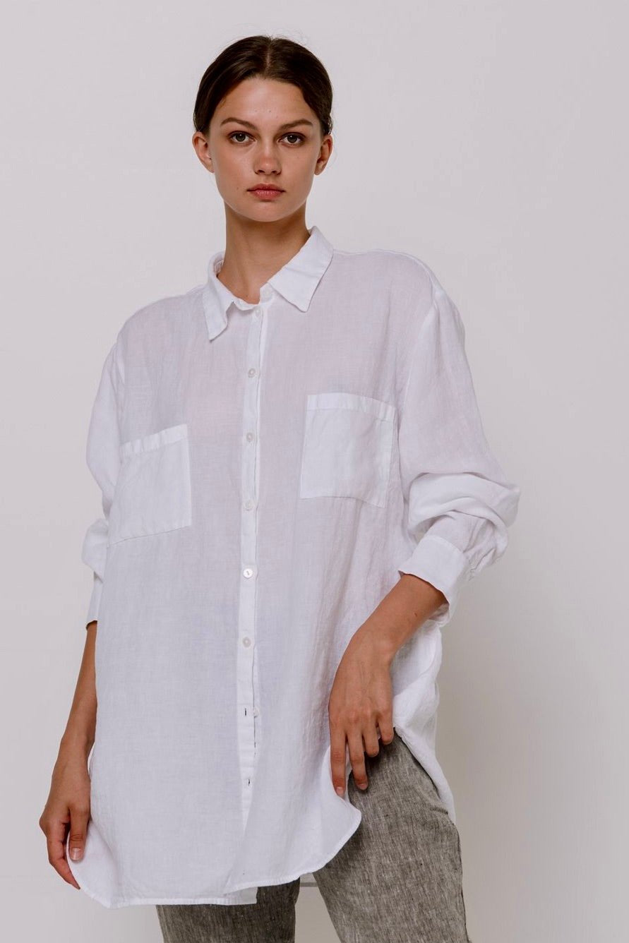 BOYFRIEND oversize linen shirt natural linen - MOO Linen Shop