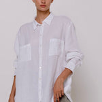 BOYFRIEND oversize linen shirt natural linen - MOO Linen Shop