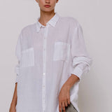 BOYFRIEND oversize linen shirt natural linen - MOO Linen Shop
