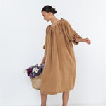 CAMEL tunic dress white - MOO Linen Shop