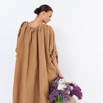 CAMEL tunic dress white - MOO Linen Shop