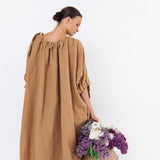 CAMEL tunic dress white - MOO Linen Shop