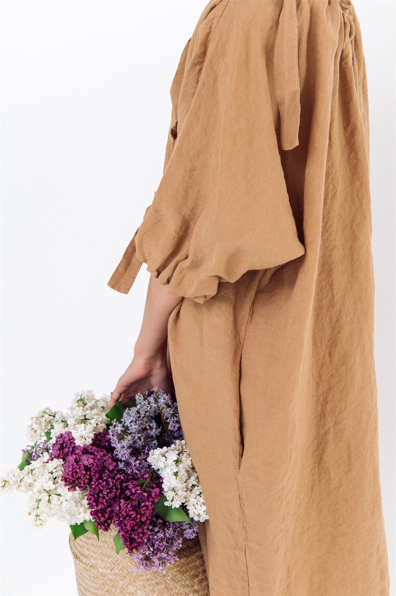 CAMEL tunic dress white - MOO Linen Shop