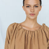 CAMEL tunic dress white - MOO Linen Shop