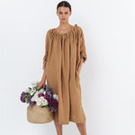 CAMEL tunic dress white - MOO Linen Shop