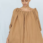 CAMEL tunic dress white - MOO Linen Shop