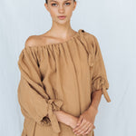 CAMEL tunic dress white - MOO Linen Shop