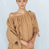 CAMEL tunic dress white - MOO Linen Shop