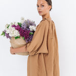 CAMEL tunic dress white - MOO Linen Shop