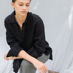 CARLA classic linen shirt natural - MOO Linen Shop