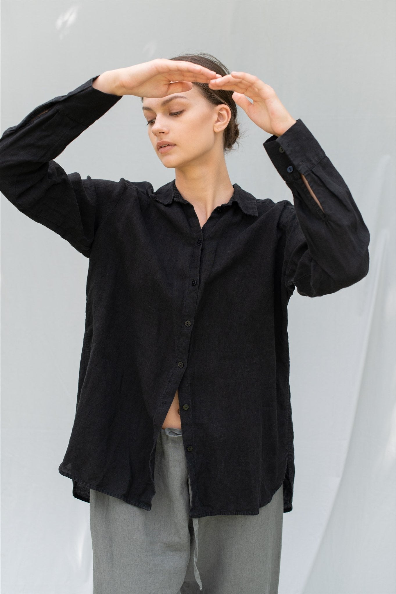 CARLA classic linen shirt natural - MOO Linen Shop