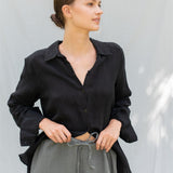 CARLA classic linen shirt natural - MOO Linen Shop