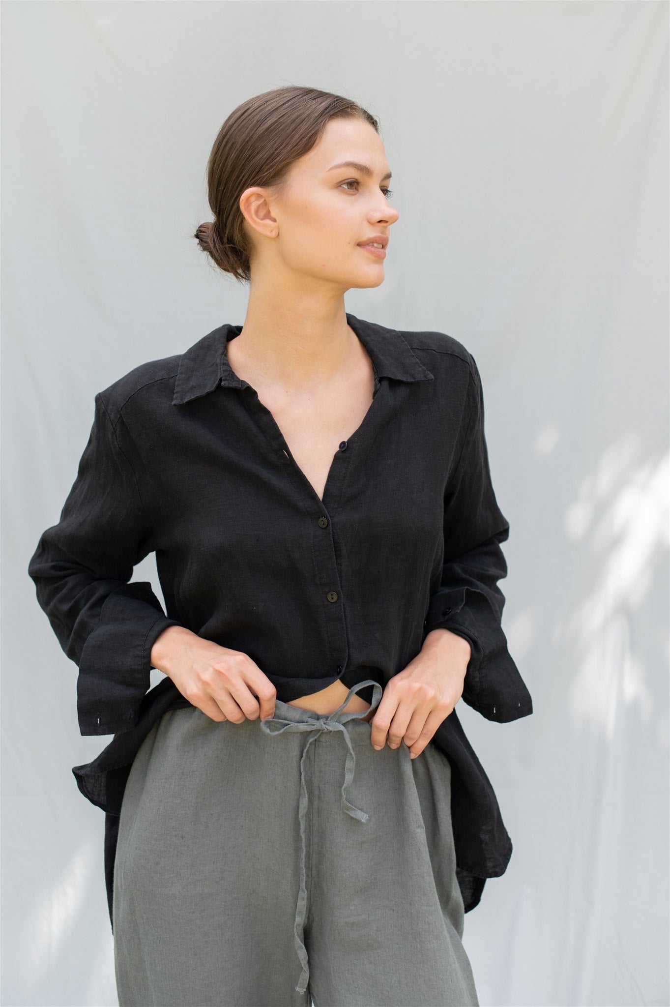 CARLA classic linen shirt natural - MOO Linen Shop