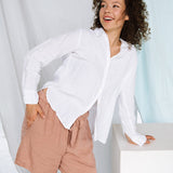 CARLA classic white linen shirt natural linen - MOO Linen Shop