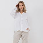 CARLA classic white linen shirt natural linen - MOO Linen Shop