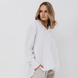 CARLA classic white linen shirt natural linen - MOO Linen Shop