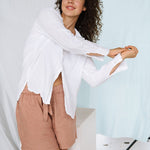 CARLA classic white linen shirt natural linen - MOO Linen Shop