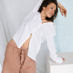 CARLA classic white linen shirt natural linen - MOO Linen Shop