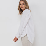 CARLA classic white linen shirt natural linen - MOO Linen Shop