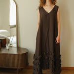 CAROLINE dress Autumn colors espresso - MOO Linen Shop
