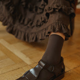 CAROLINE dress Autumn colors espresso - MOO Linen Shop