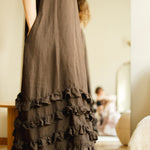 CAROLINE dress Autumn colors espresso - MOO Linen Shop