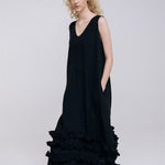 CAROLINE maxi dress black - MOO Linen Shop