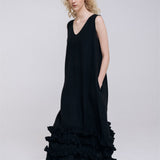 CAROLINE maxi dress black - MOO Linen Shop