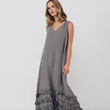 CAROLINE maxi dress natural - MOO Linen Shop