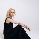CAROLINE maxi dress black - MOO Linen Shop