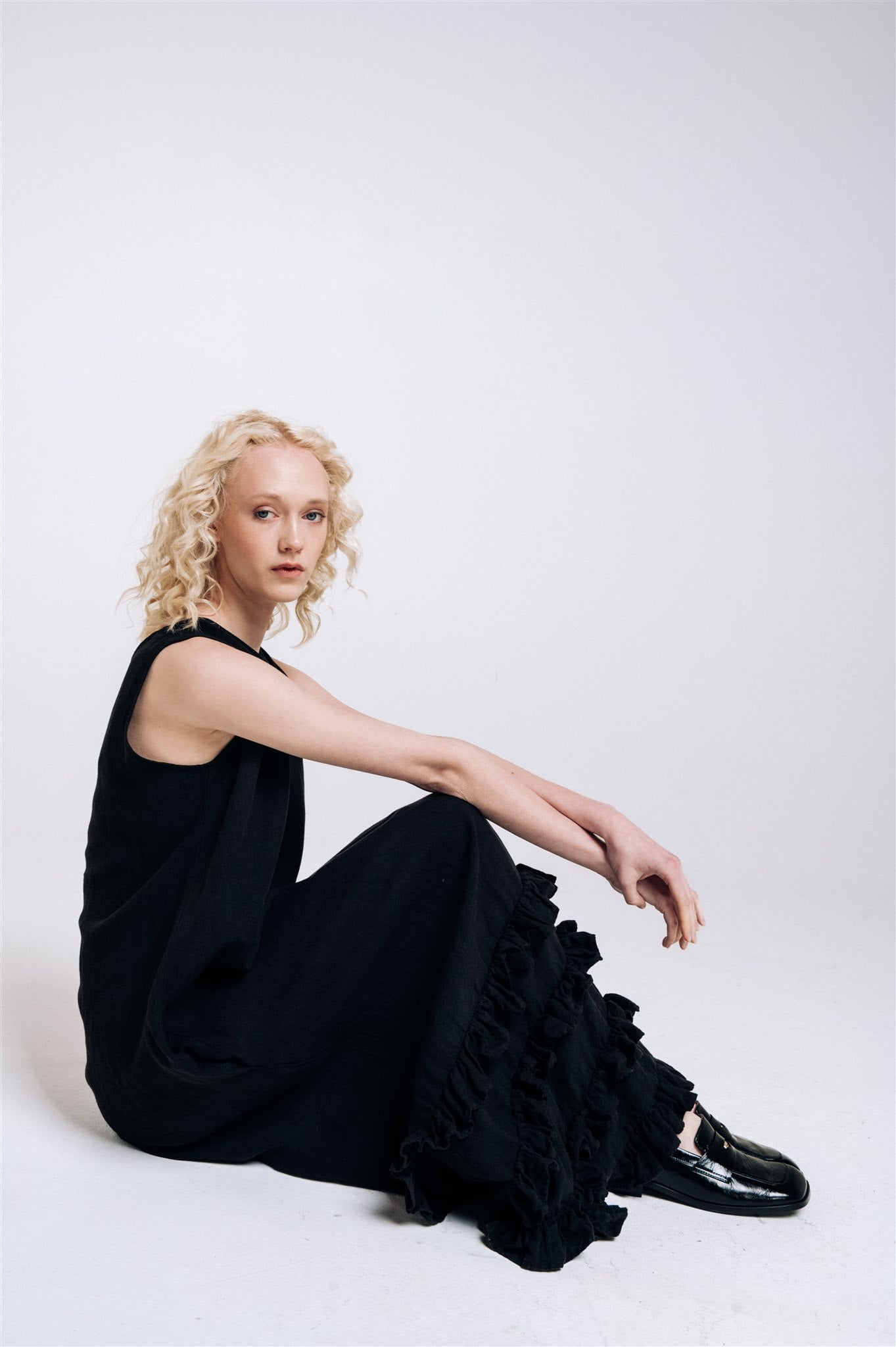 CAROLINE maxi dress black - MOO Linen Shop