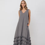 CAROLINE maxi dress natural - MOO Linen Shop