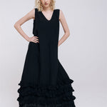 CAROLINE maxi dress black - MOO Linen Shop