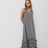 CAROLINE maxi dress natural - MOO Linen Shop