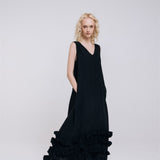 CAROLINE maxi dress black - MOO Linen Shop