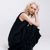 CAROLINE maxi dress black - MOO Linen Shop