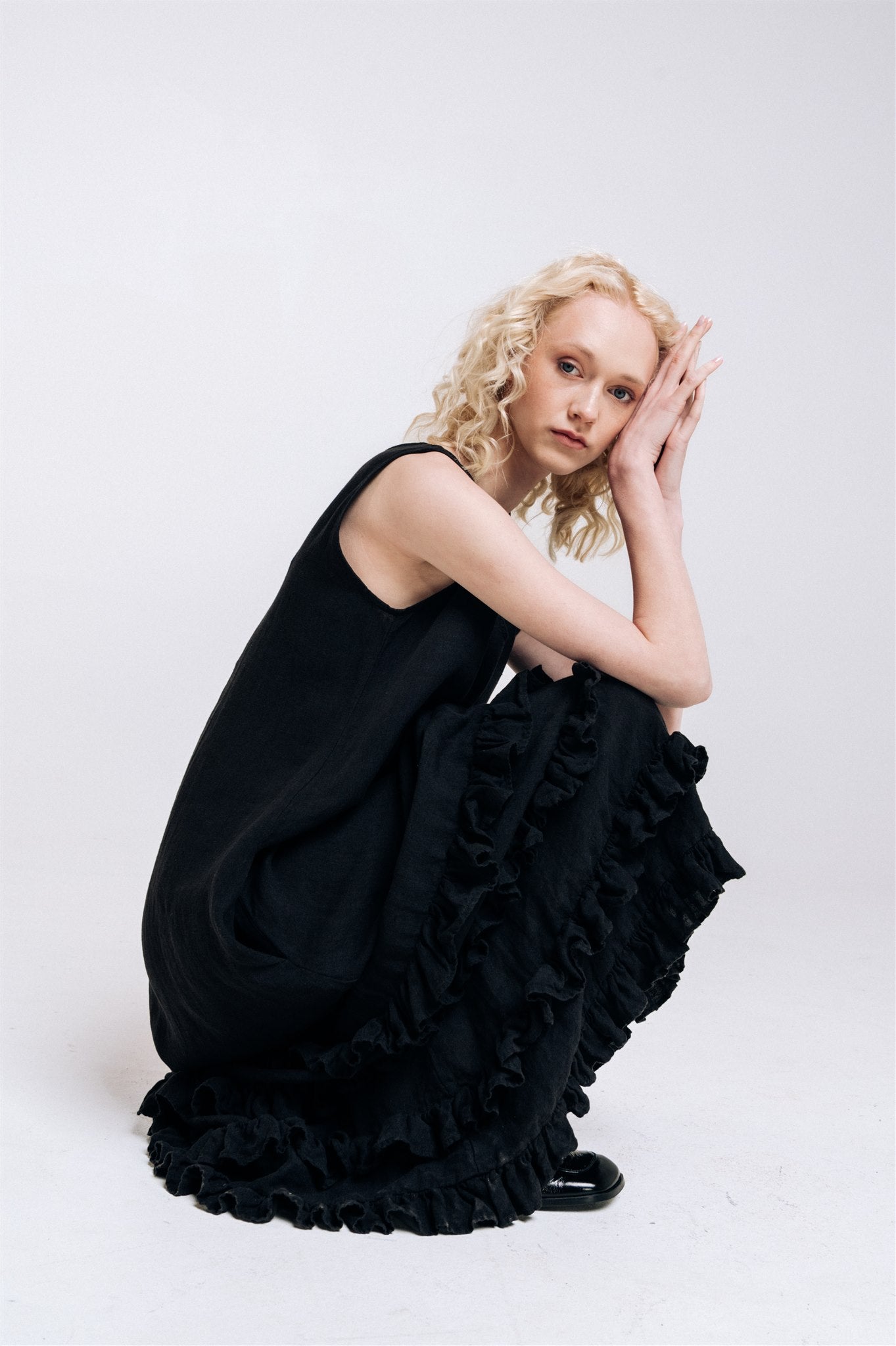 CAROLINE maxi dress black - MOO Linen Shop