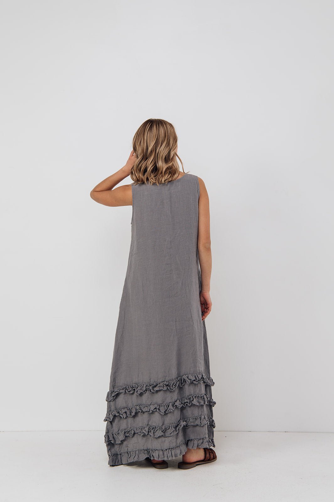 CAROLINE maxi dress natural - MOO Linen Shop