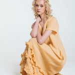 CAROLINE short sleeves maxi dress butter yellow - MOO Linen Shop