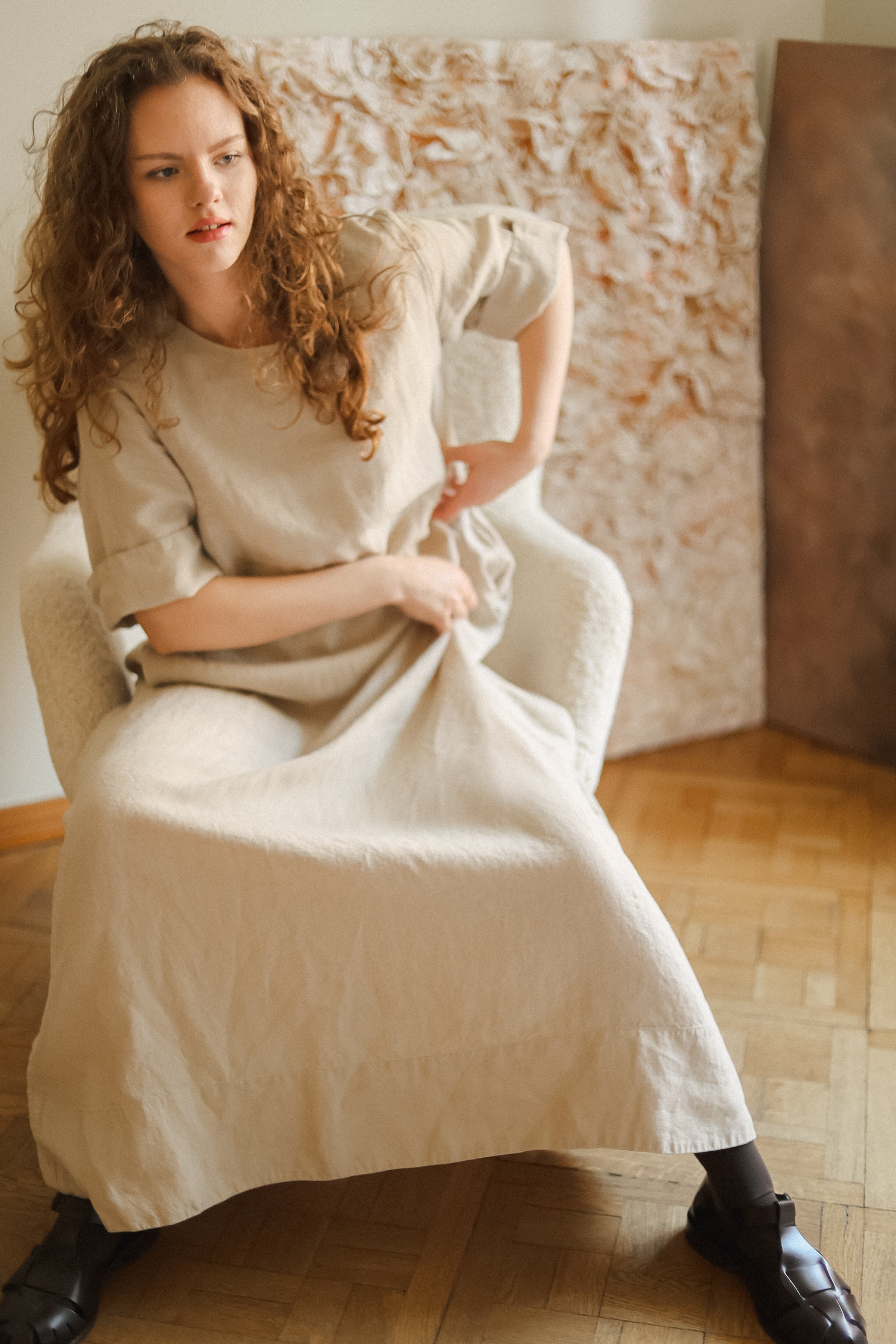 CHANIL maxi dress espresso - MOO Linen Shop