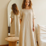 CHANIL maxi dress espresso - MOO Linen Shop