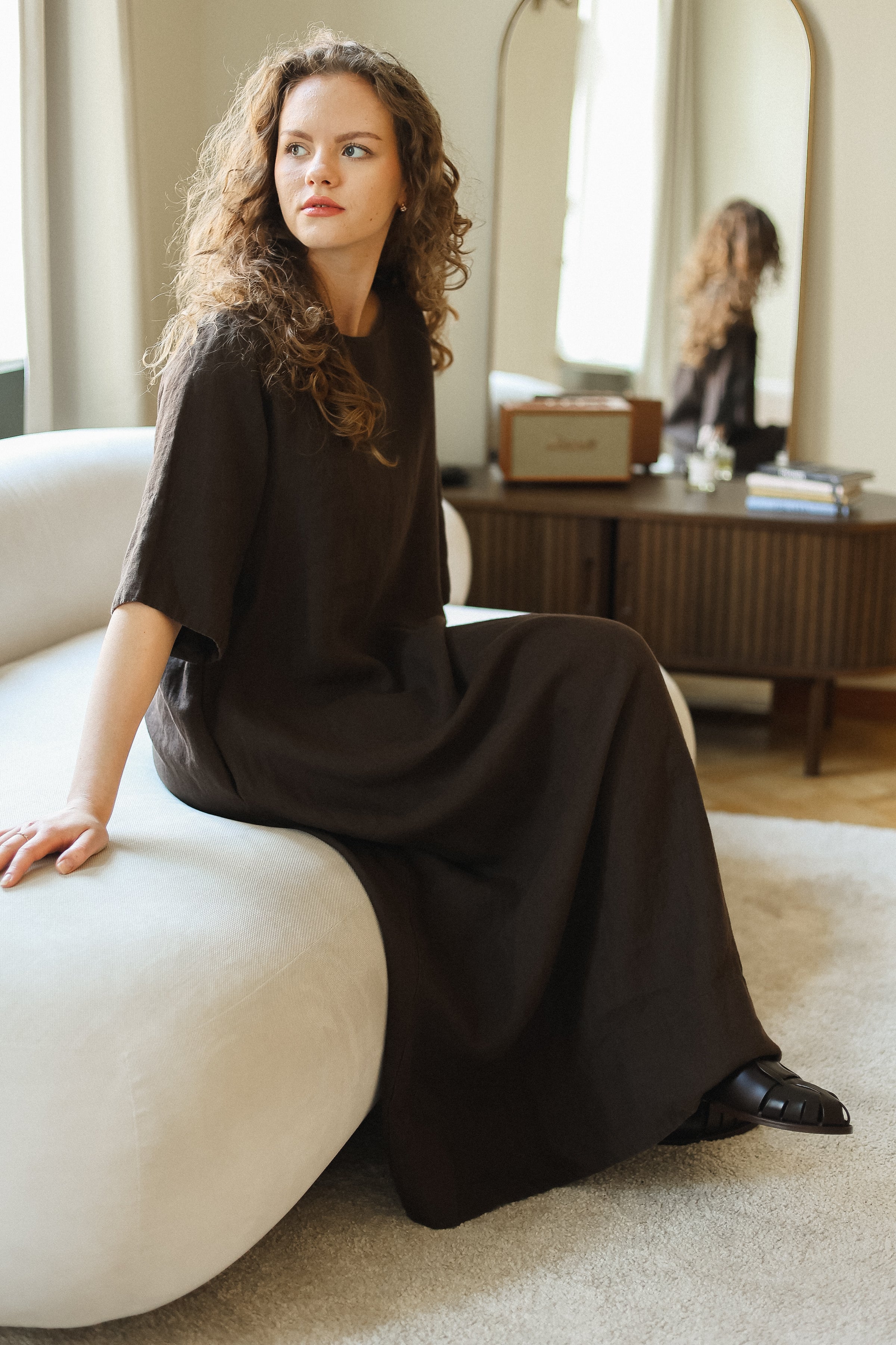 CHANIL maxi dress espresso - MOO Linen Shop