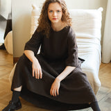 CHANIL maxi dress espresso - MOO Linen Shop