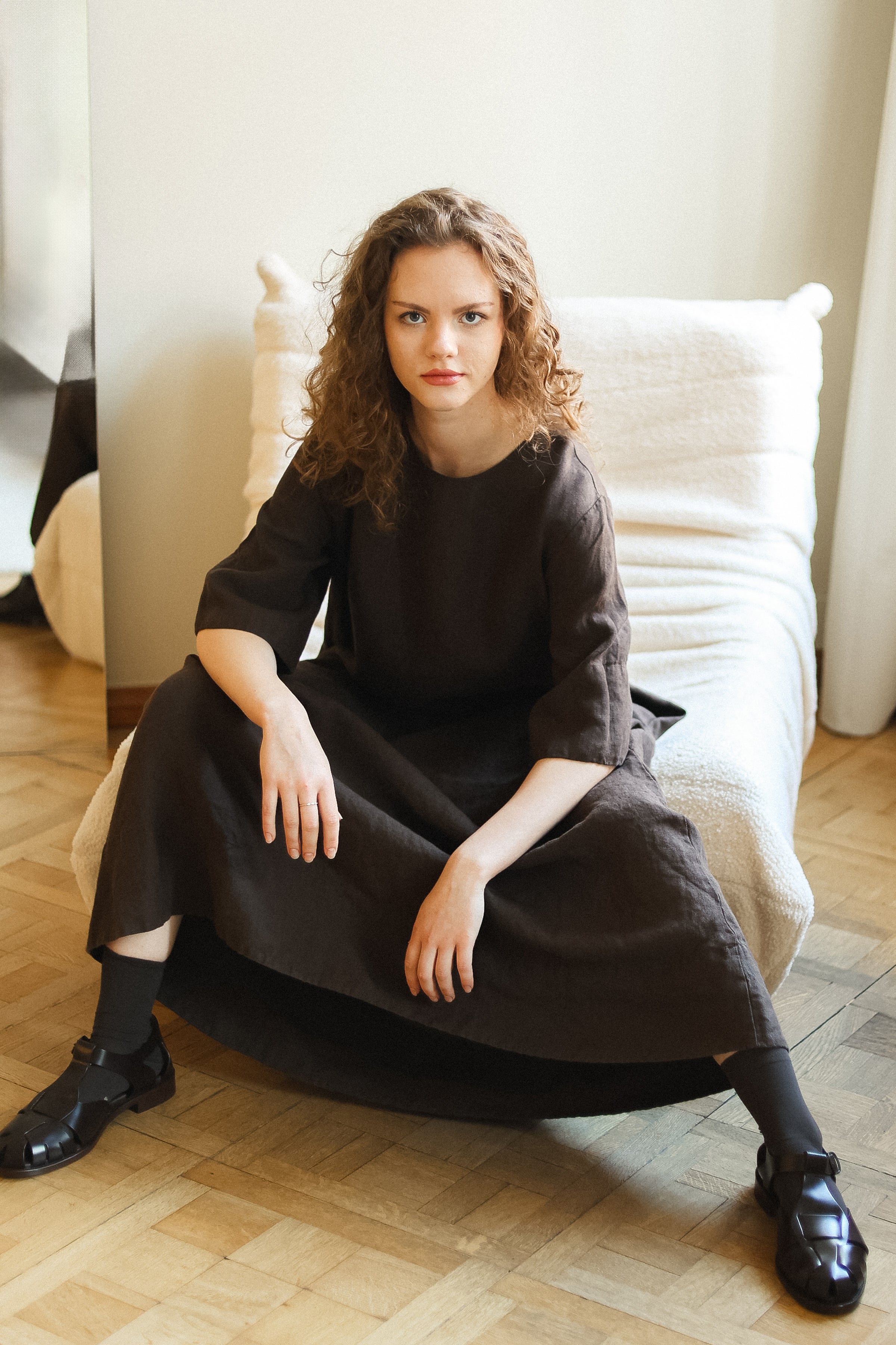 CHANIL maxi dress espresso - MOO Linen Shop