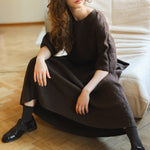 CHANIL maxi dress espresso - MOO Linen Shop