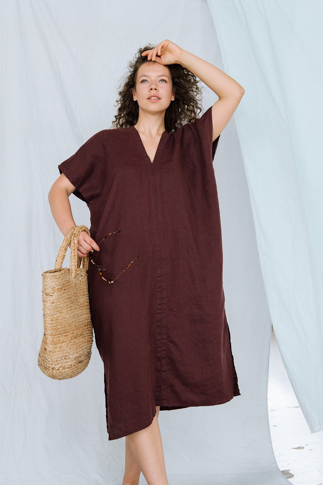 CHIARA long beach dress cream - MOO Linen Shop