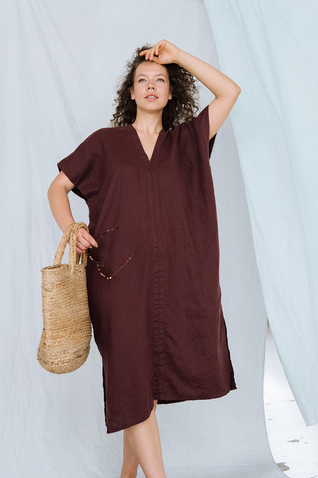 CHIARA long beach dress cream - MOO Linen Shop