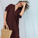 CHIARA long beach dress cream - MOO Linen Shop