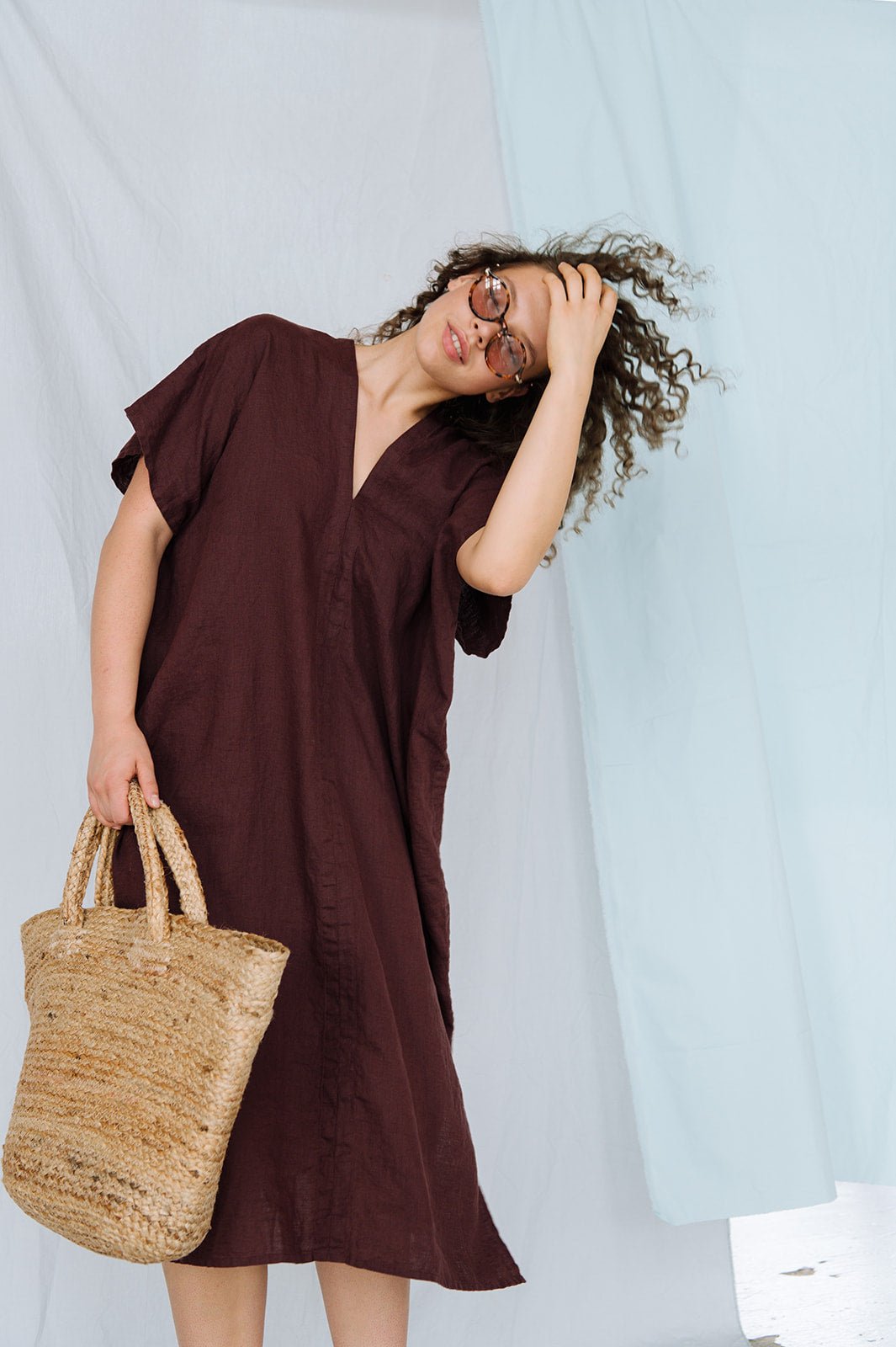 CHIARA long beach dress cream - MOO Linen Shop